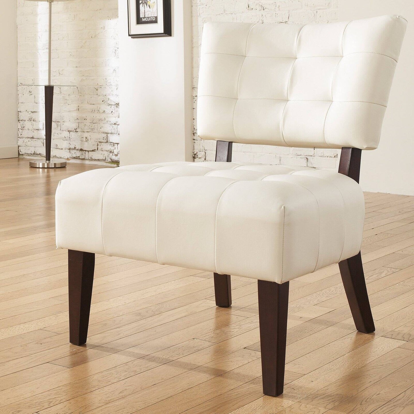 Roundhill Furniture Blended Leather Tufted Accent Chair with Oversized Seating, Red