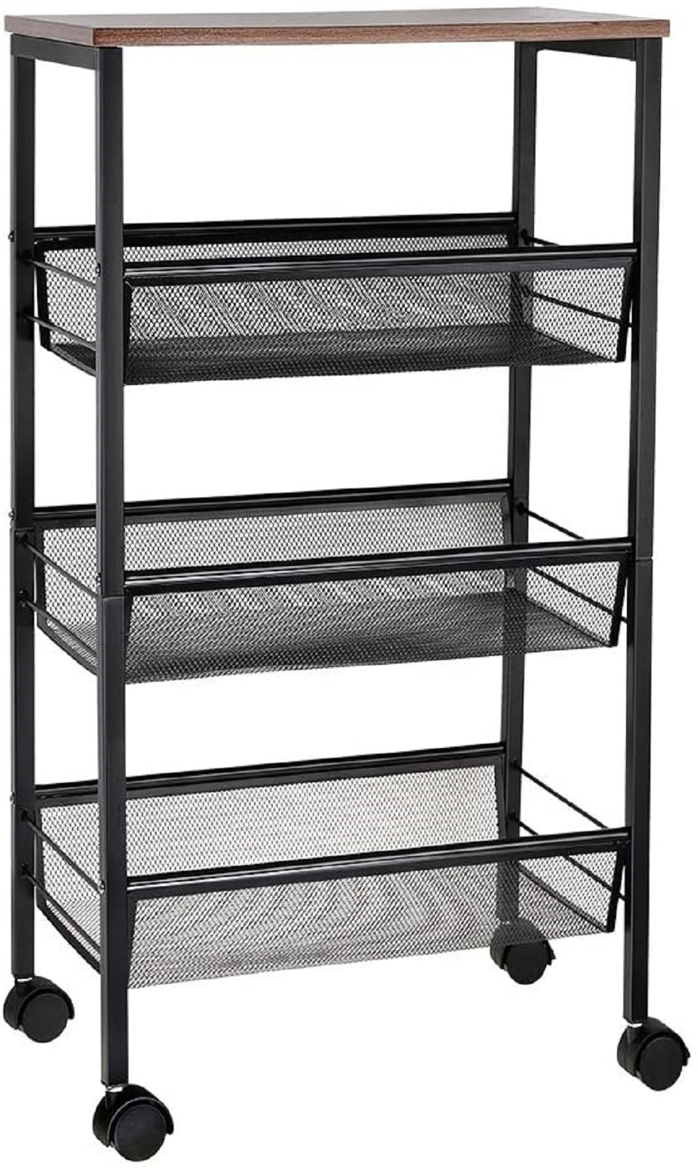 Rustic Carrito de Cocina de Almacenamiento de Alambre MetÃ¡lico de 3 Niveles con Ruedas, Negro por Haitral