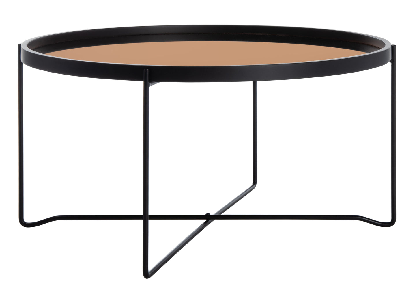 SAFAVIEH Ruby Solid Round Tray Top Coffee Table, Rose Gold/Black