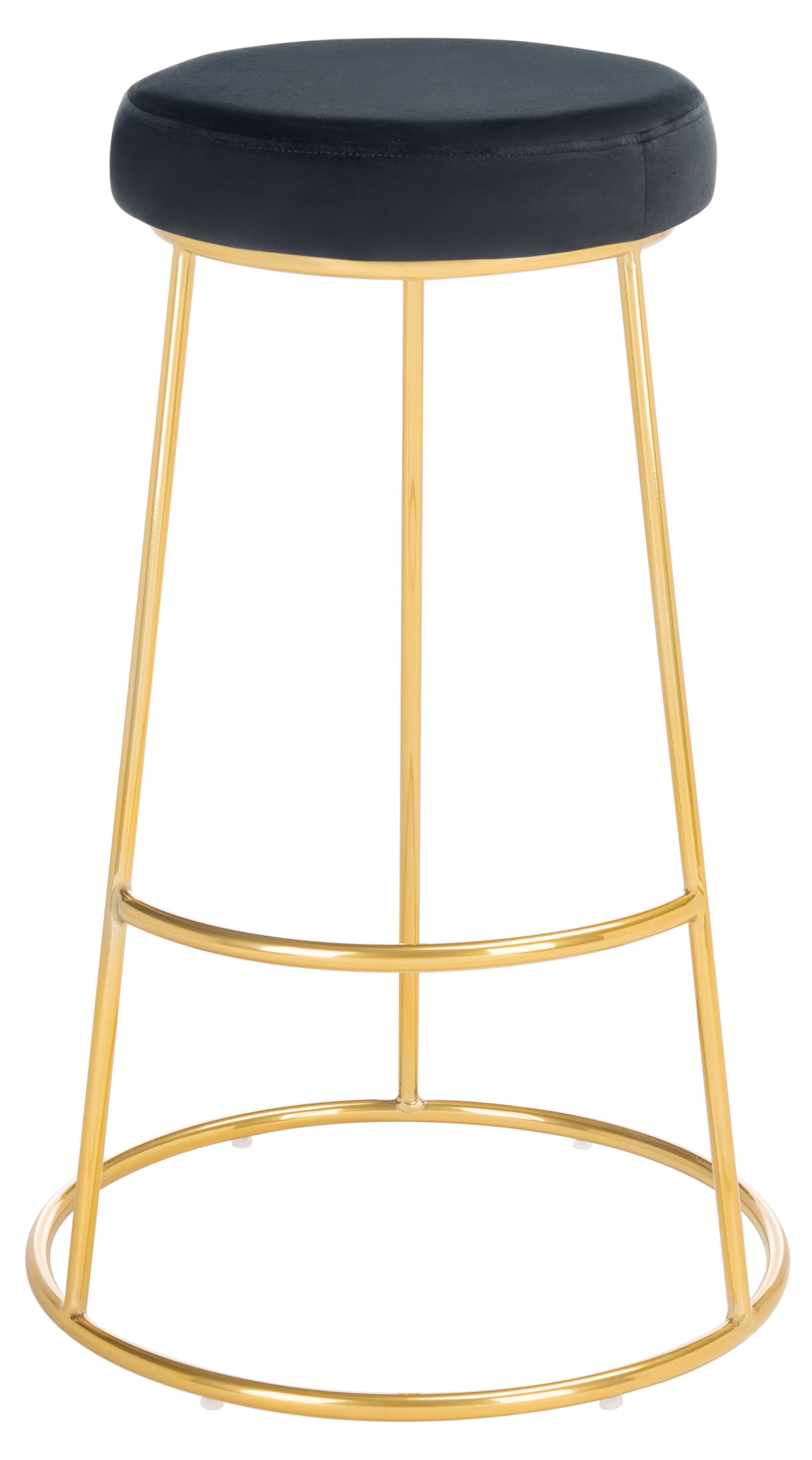 SAFAVIEH Sabina Modern Style Round Bar Stool, Black/Gold (18.5 in. W x 18.5 in. D x 29.2 in. H)