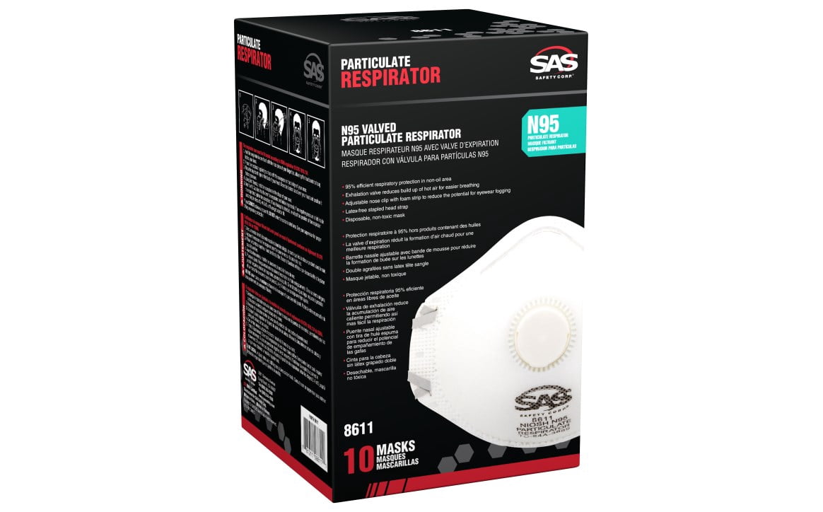 SAS Safety 8611 N95 VALVED PARTICULATE RESPIRATOR - 10/BX