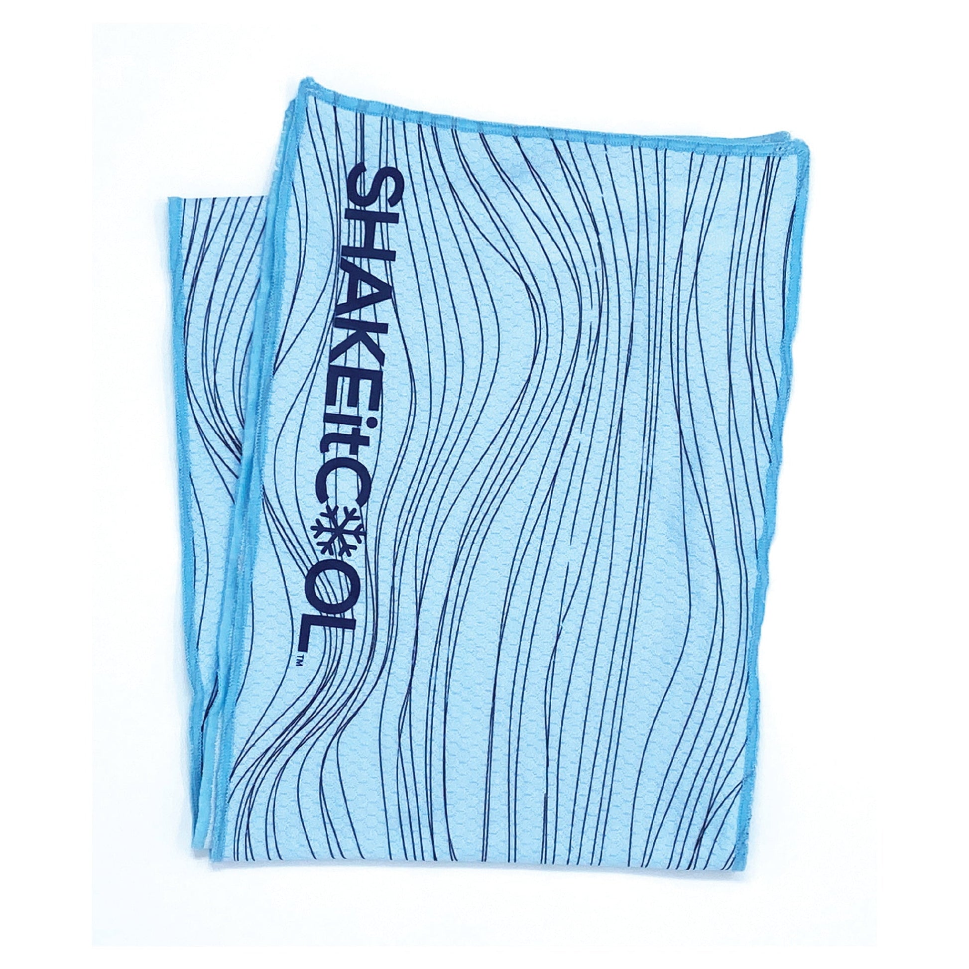 SHAKEitCOOL Extended Size Cooling Towel â€“ Be Cool in Style - Heat Relief, Soft, Lightweight, Sun Protection, Easy Clean - Perfect for Biking, Hiking, Running, Yoga, Golf - Blue Wave