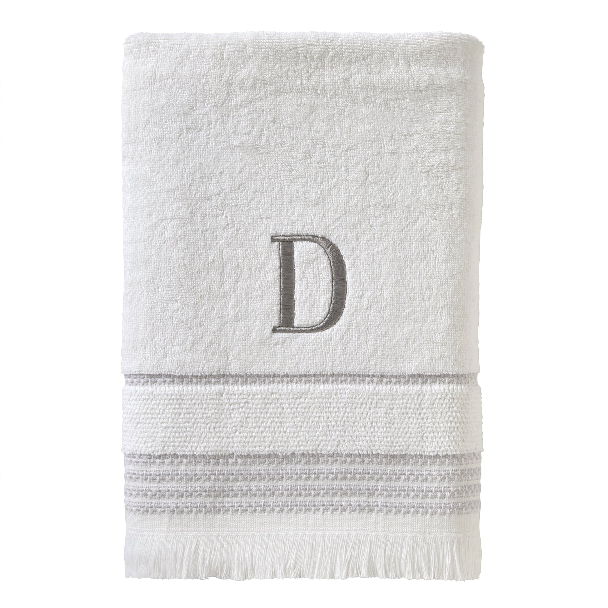 SKL Home Monogram Cotton Bath Towel, "D", White