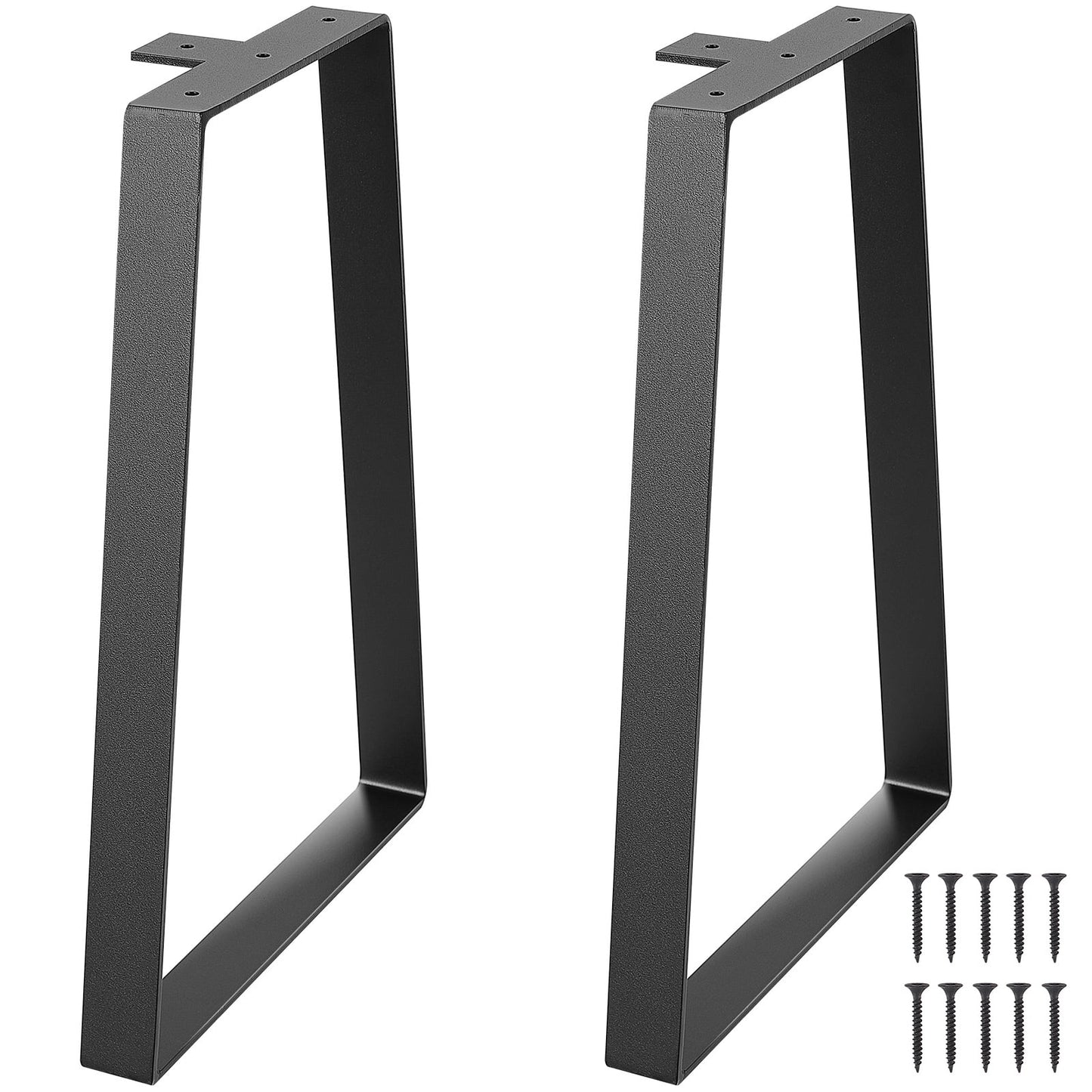 KFFKFF 16" Steel Trapezoid Legs, 2-Pack for Crafting Tables, Desks, Benches, Sofas, Supports up to 400 lbs, Durable, Easy Install, Black