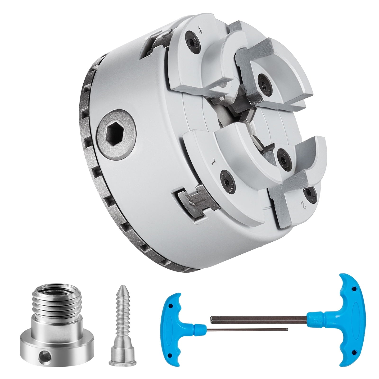 SKYSHALO KP96 Lathe Chuck, 4-Jaw, 3.75" Size, Metalworking Lathe Chuck for Turning Machines, Self-Centering Feature, Suitable for Lathes, Precision Crafting, Grinding, and Milling Devices
