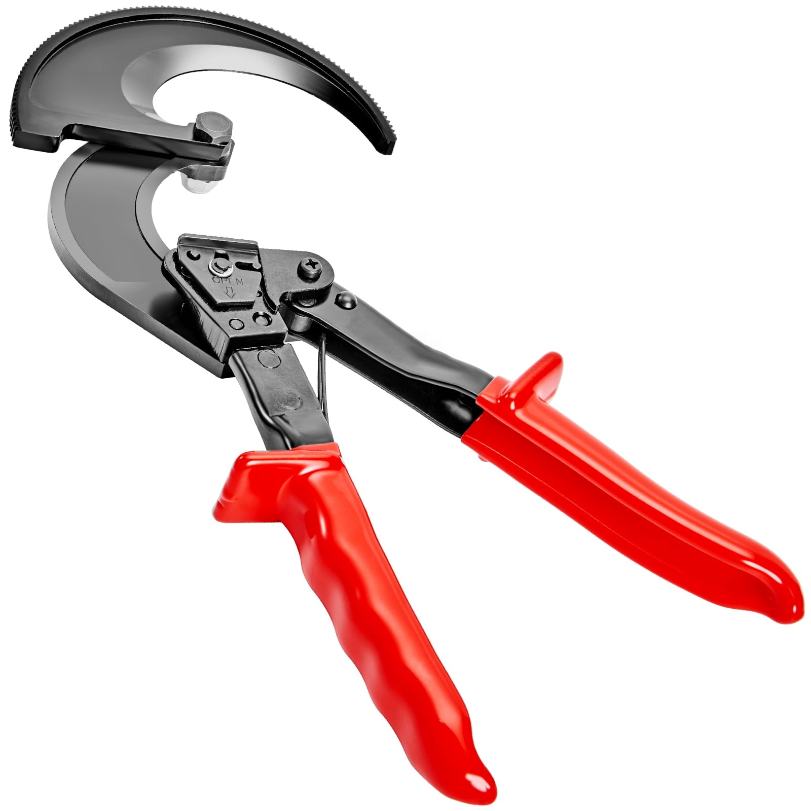 KFFKFF Ratcheting Cable Cutter, 11" Ratchet Wire and Cable Cutter, Cut up to 400 mmÂ², with Comfortable Grip Handles, Easy to Use Quick-Release Lever, Silicon-Manganese Spring Steel Blade