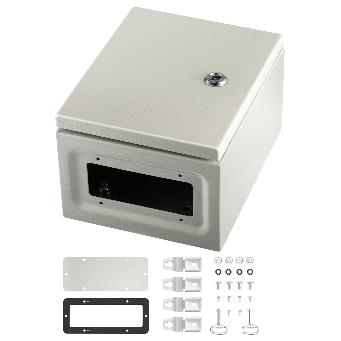 KFFKFF Steel Electrical Box 10â€ x 8â€ x 6â€ Electrical Enclosure Box, Carbon Steel Hinged Junction Box, IP65 Weatherproof Metal Box