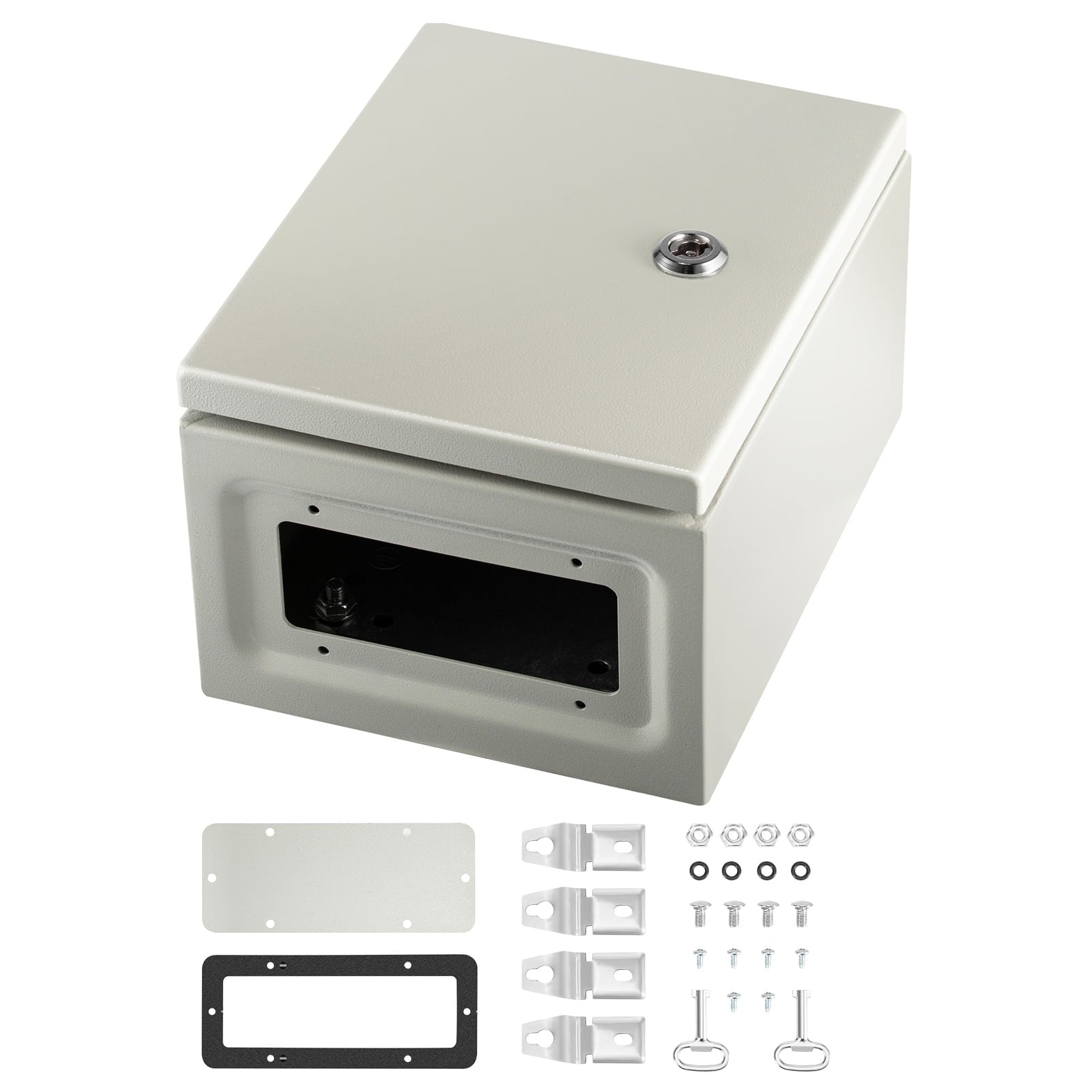 KFFKFF Steel Electrical Box 10â€ x 8â€ x 6â€ Electrical Enclosure Box, Carbon Steel Hinged Junction Box, IP65 Weatherproof Metal Box