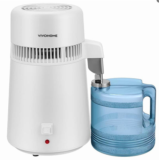 SPECSTAR Water Distiller Countertop 1.06 Gallon/4L 900W Distilled Water Machine with Smart Switch Purifier Filter for Home Office, White