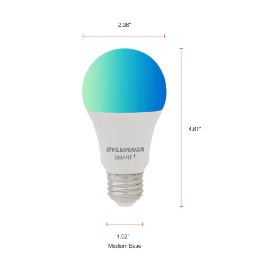 SYLVANIA Wifi Smart Light Bulb, LED 60W Equivalent, Full Color Dimmable A19, Works with Alexa and Google Home, 3 Pack
