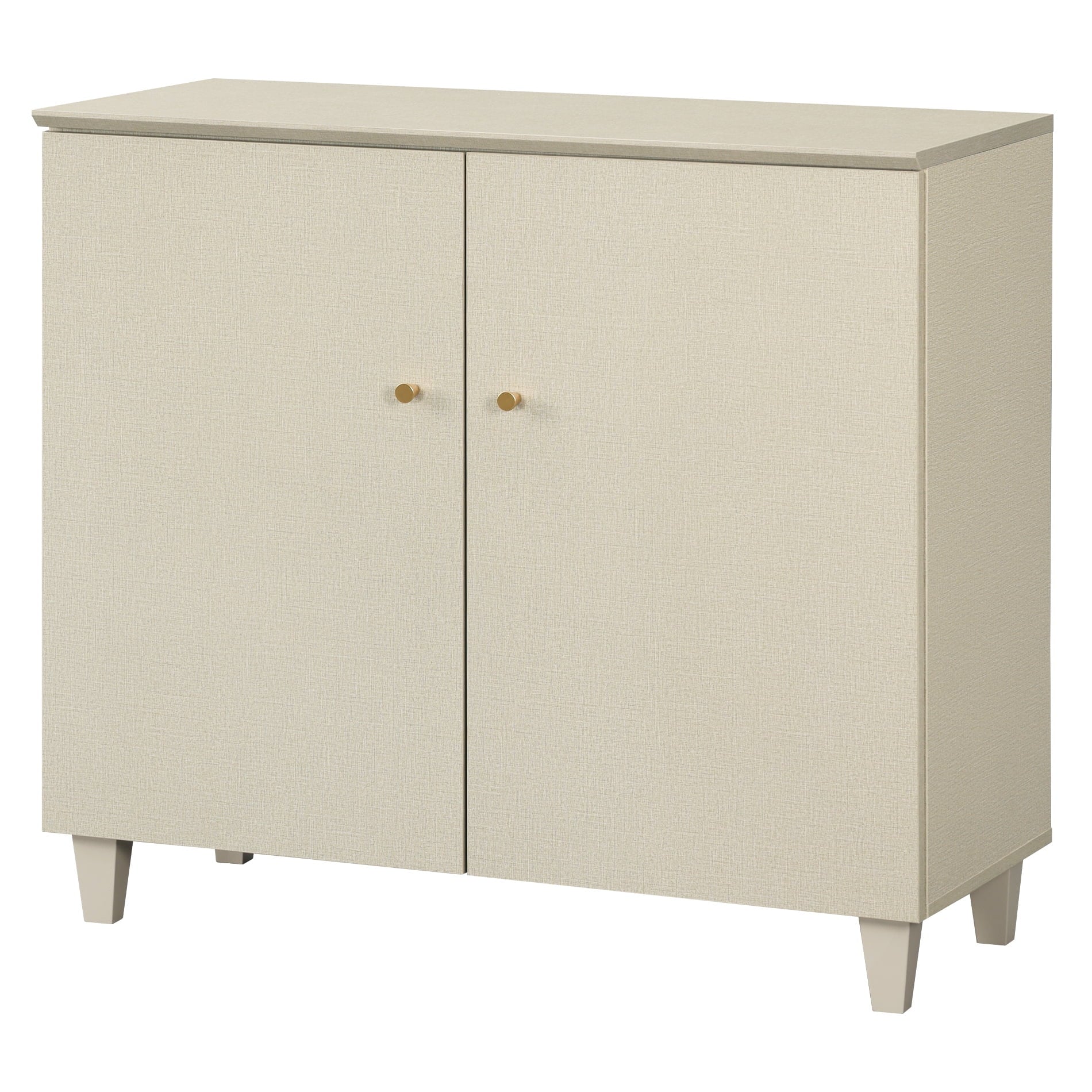 Sideboard Buffet Cabinet with 3 Compartments, 35.4" Wide, Beige Linen Printed Finish
