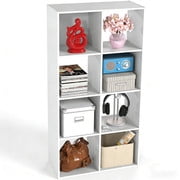 Simple Deluxe 8 Cube Storage Organizer, 4 Tier Stackable Bookshelf, Open Cube Bookshelf with 4 Removable Back Panels, Suitable for Living Room, Bedroom, Home Office, 47.7" L X 11.6" W X 24" H, White