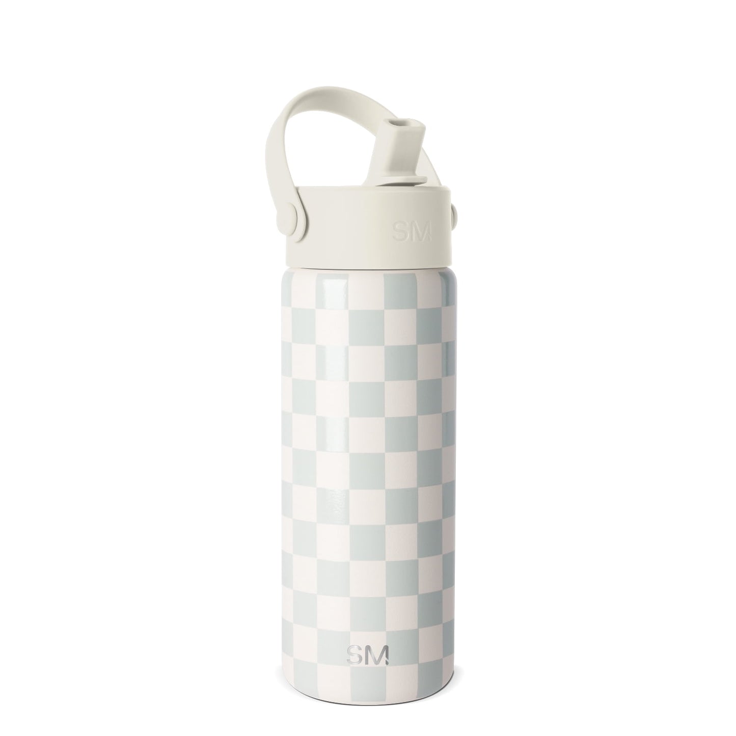 Simple Modern 18 fl oz Insulated Stainless Steel Summit Wide Mouth Water Bottle with Handle and Straw Lid | Sea Glass Sage and Cream Checkmate