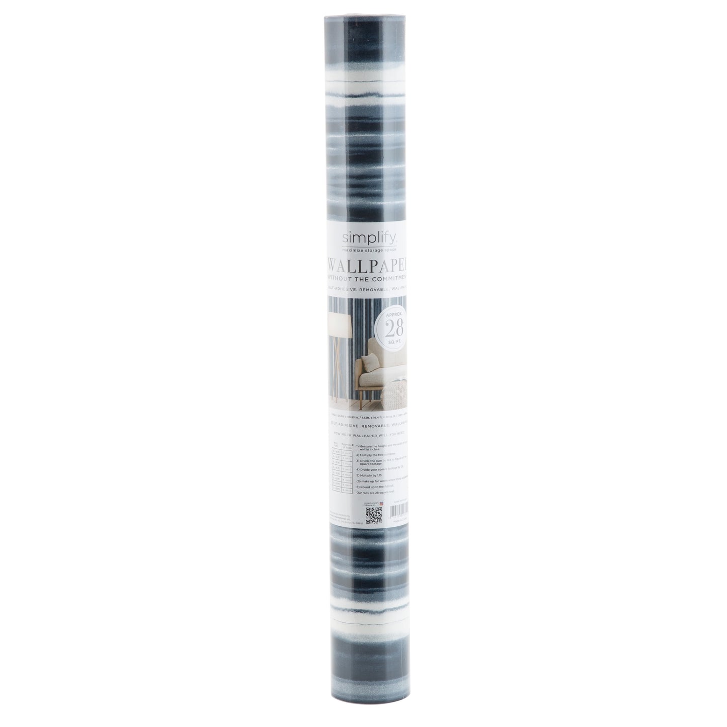 Simplify Watercolor Stripe Adhesive Wallpaper in Blue