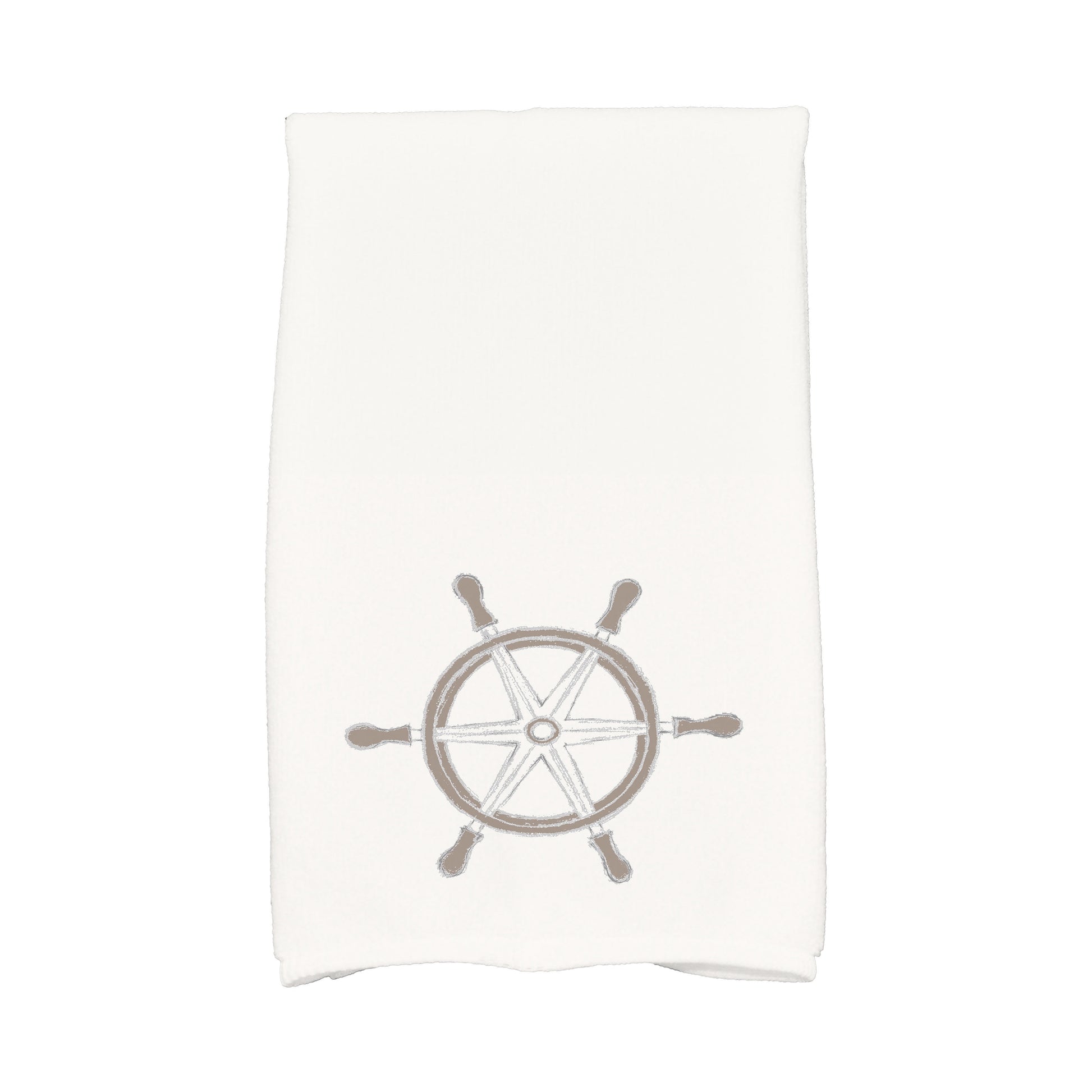 Simply Daisy, 16 x 25 Inch, Ship Wheel, Geometric Print Kitchen Towel, Ivory