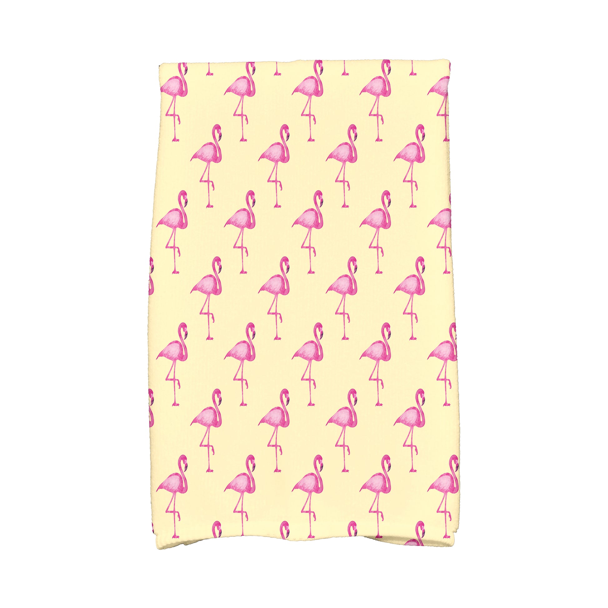 Simply Daisy, 16 x 25 inch, Flamingo Fanfare Multi, Animal Print Kitchen Towel, Yellow