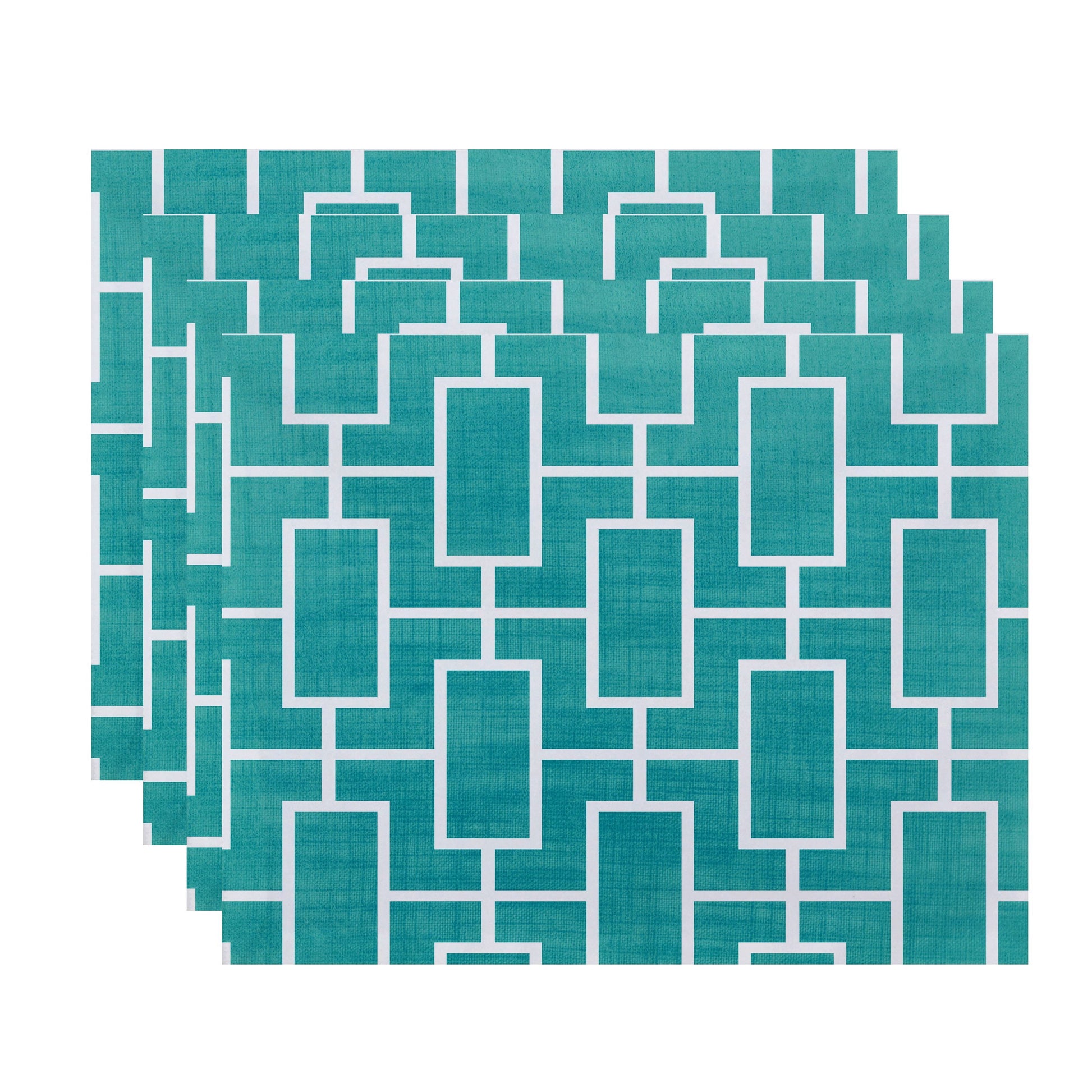 Simply Daisy, 18 x 14 Inch Screen Lattice Geometric Print Placemat (set of 4), Blue