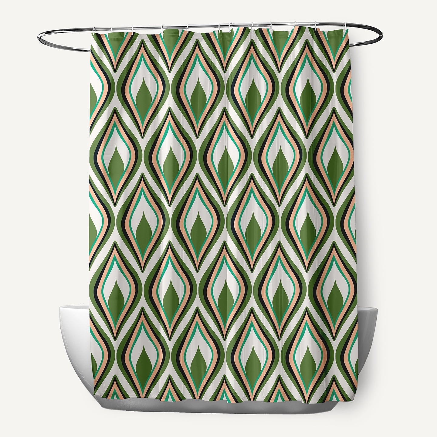 Simply Daisy 70" W x 73" L Feathers Polyester Shower Curtain, Scallion [1 Ct]
