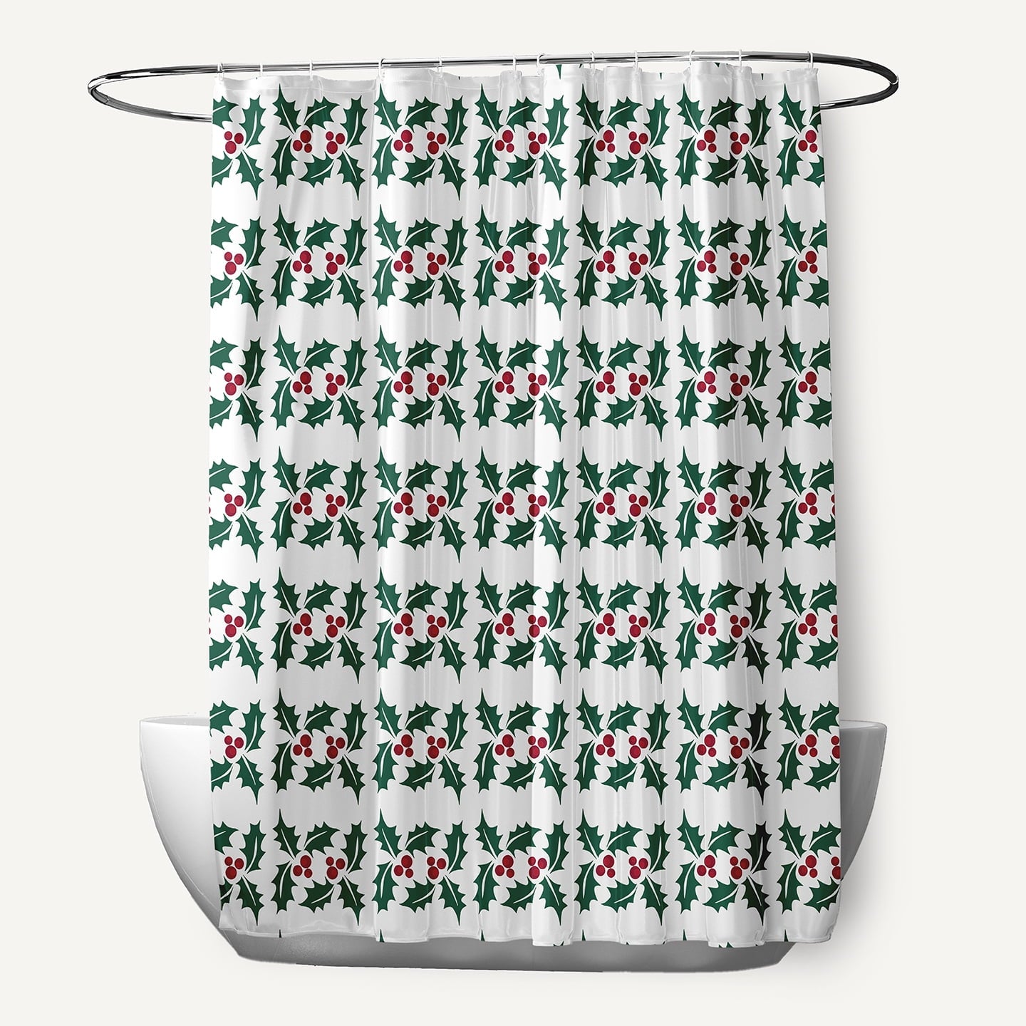 Simply Daisy 70" W x 73" L Holly Stripes Polyester Shower Curtain, Forest Green [1 Ct]