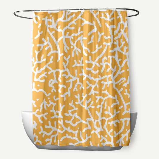 Simply Daisy 70" W x 73" L Seaweed Polyester Shower Curtain, Egg Yolk Yellow [1 Ct]