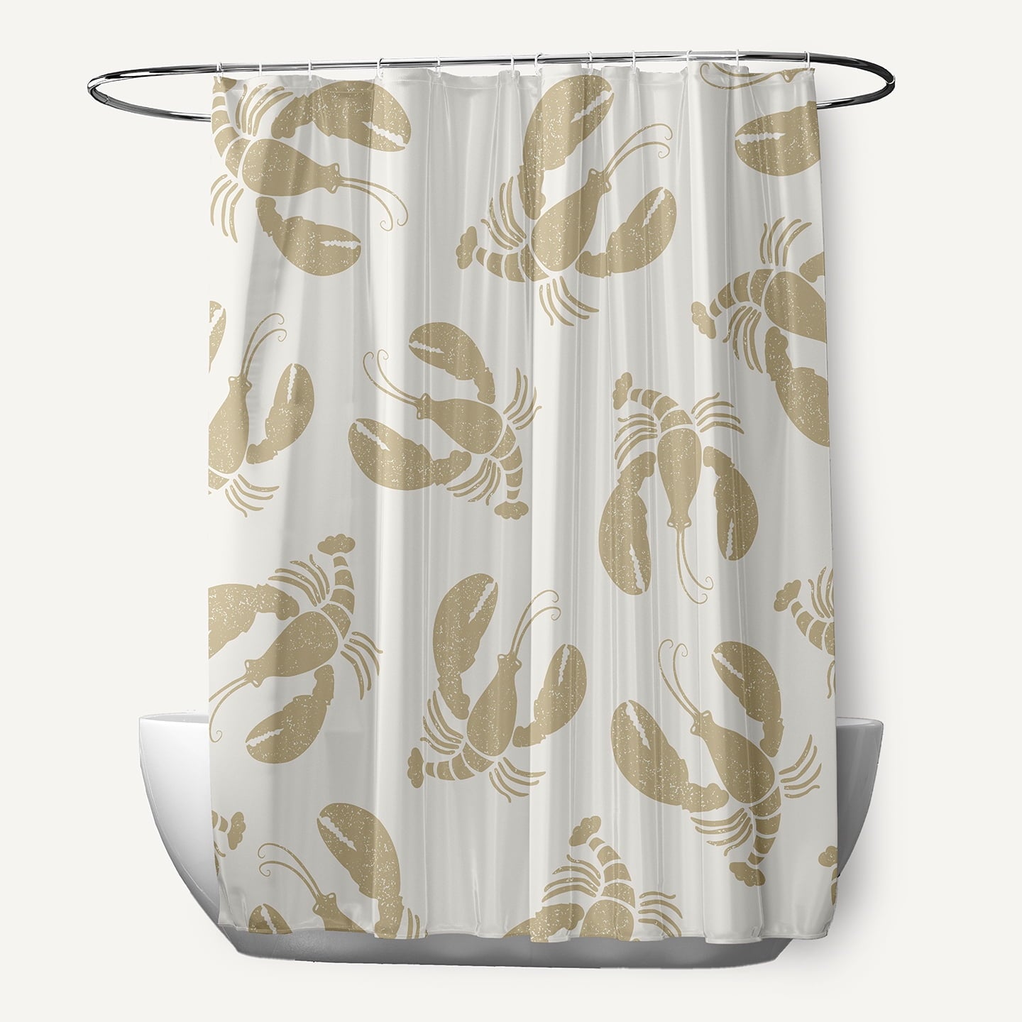 Simply Daisy Lobster Fest Taupe 70" w x 73" h Shower Curtain