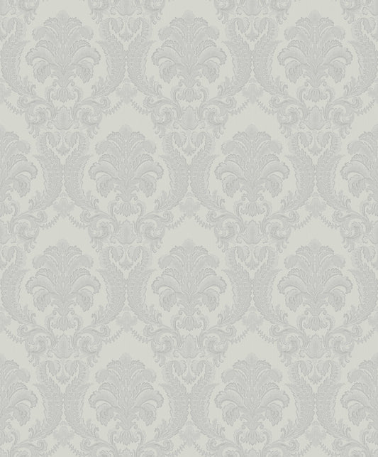 Sirpi Wallcoverings Renatta Silver Damask Wallpaper
