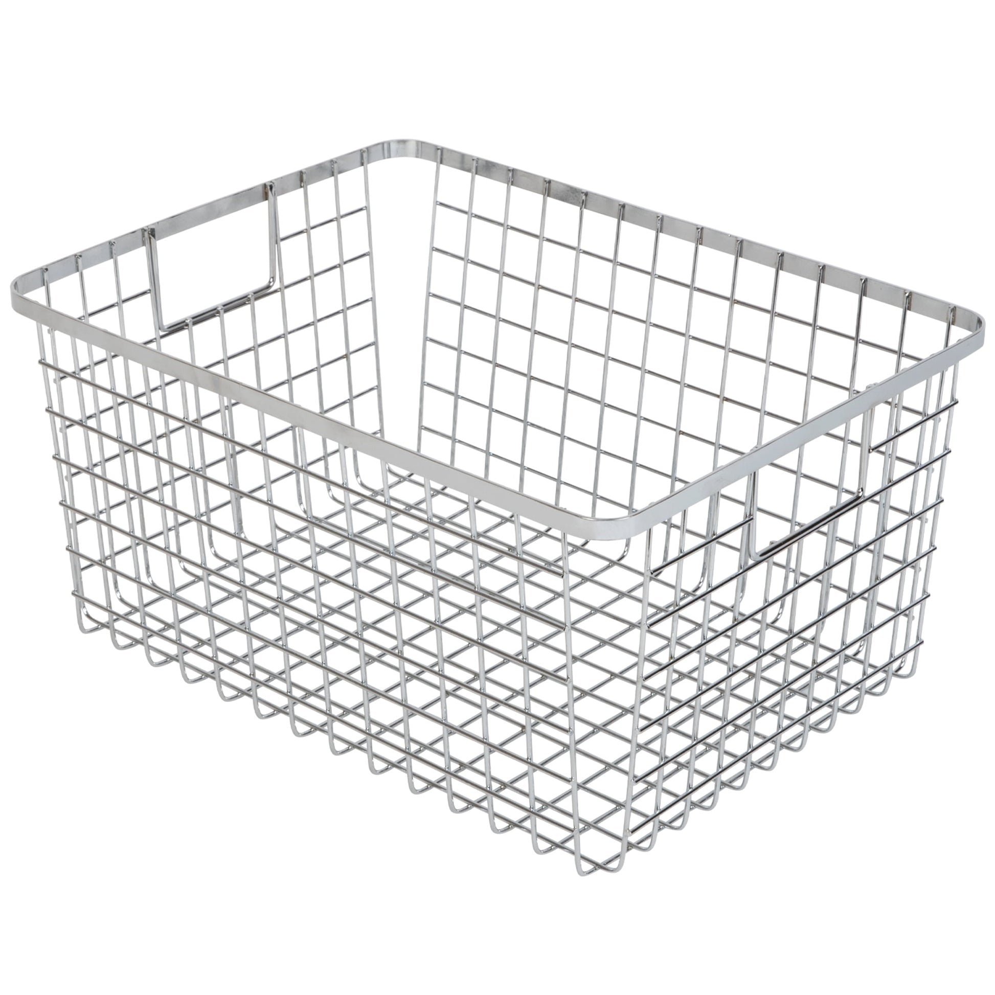 Smart Design Nestable Basket Organizer with Handles - 9 x 12 x 6 inches - Chrome - Set of 4