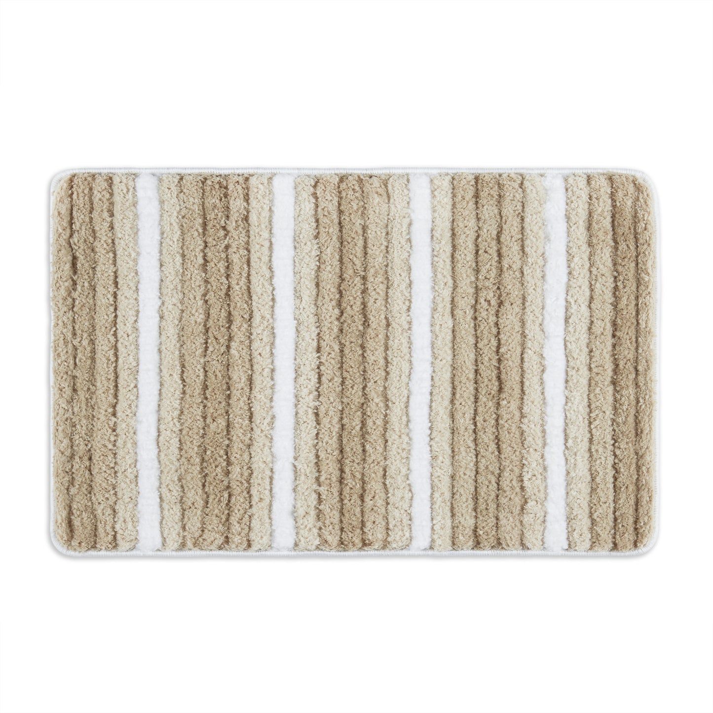 Sohome Chino Striped Machine Washable Bath Mat, Brown/White, 27"x48"