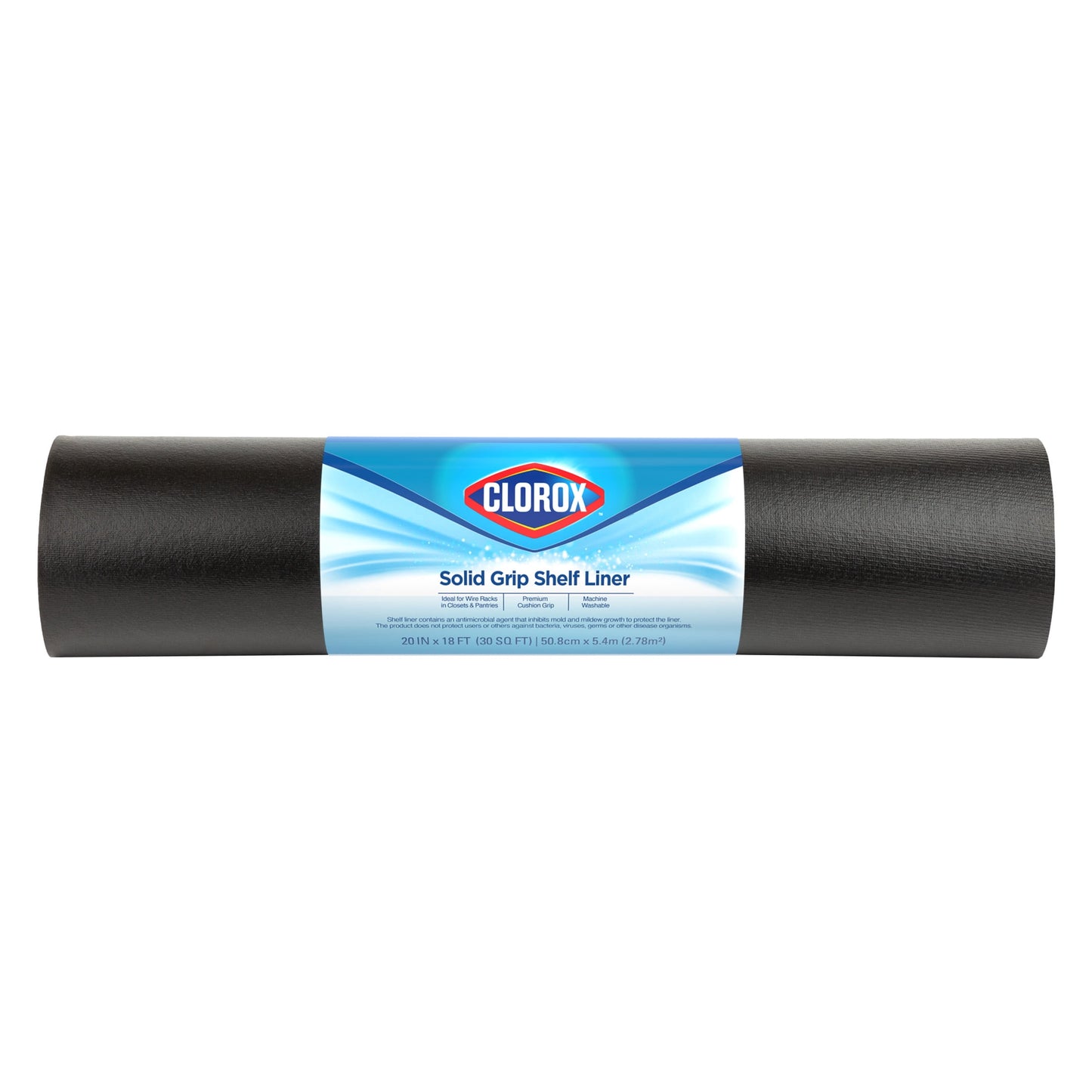 Forro de Repisa de Agarre SÃ³lido con Clorox, Negro, Rollo de 20 in x 18 ft