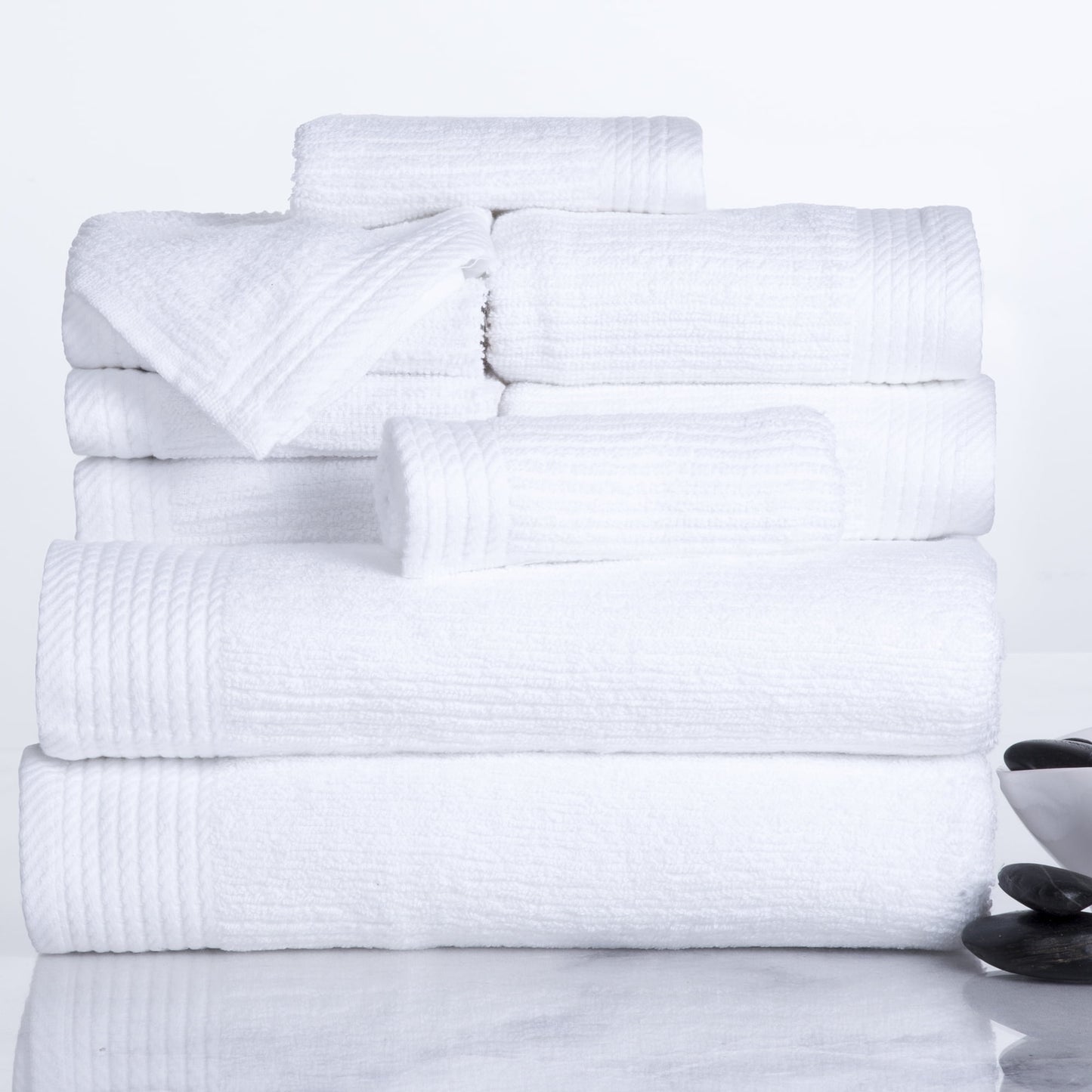 Somerset  Home 10-Piece 100% Cotton Ribbed Pile Bath Towel Set (White)