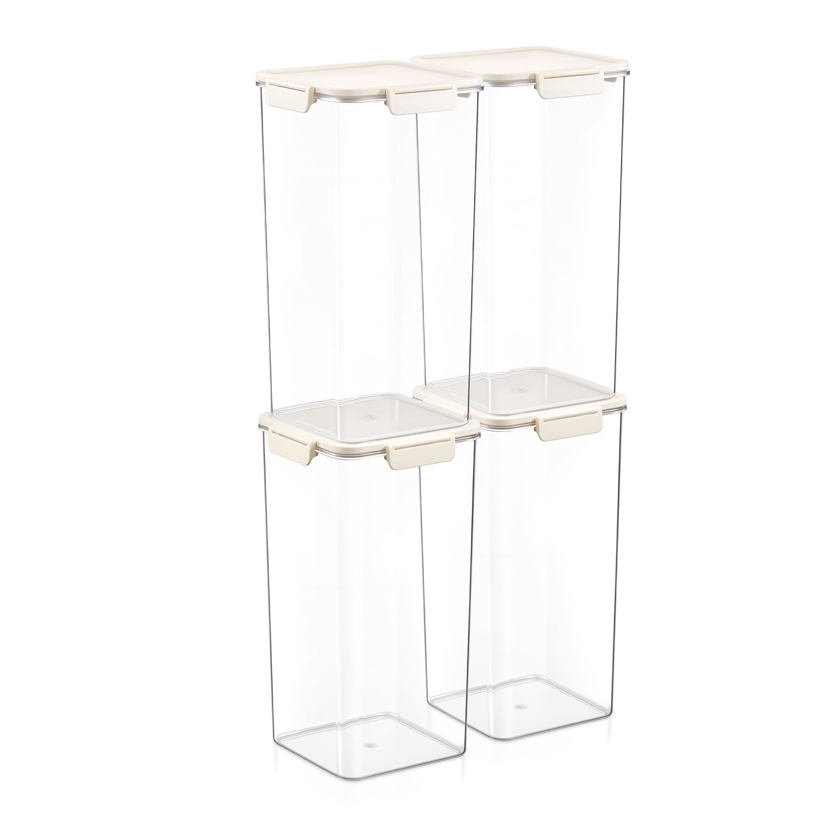 Sorbus 4-Pack Extra Tall Square Airtight Food Storage Containers, Clear Stackable Pantry Organizers