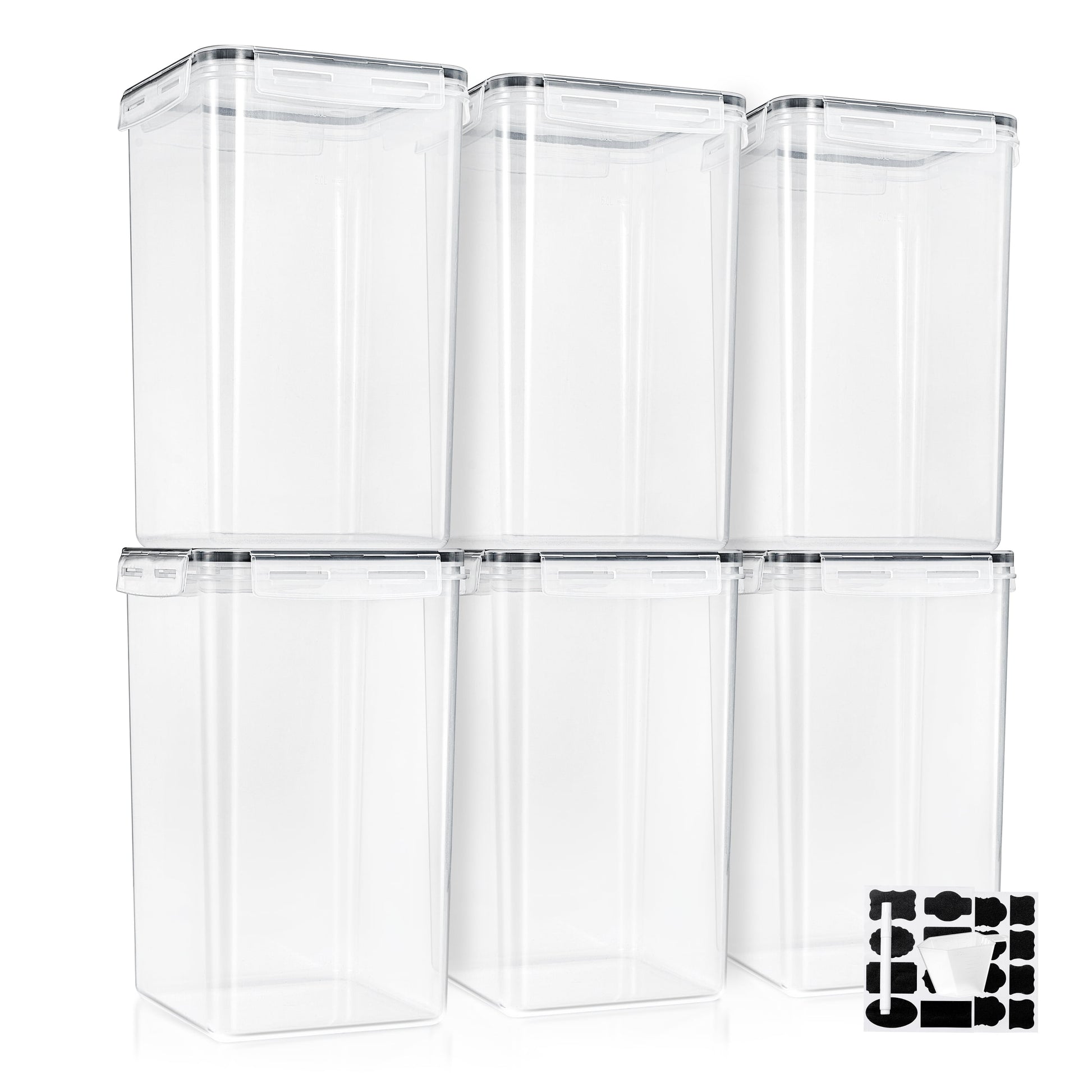 Sorbus 4-Pack Airtight Food Storage Containers 6.5L with Lids, Measuring Spoons and Labels