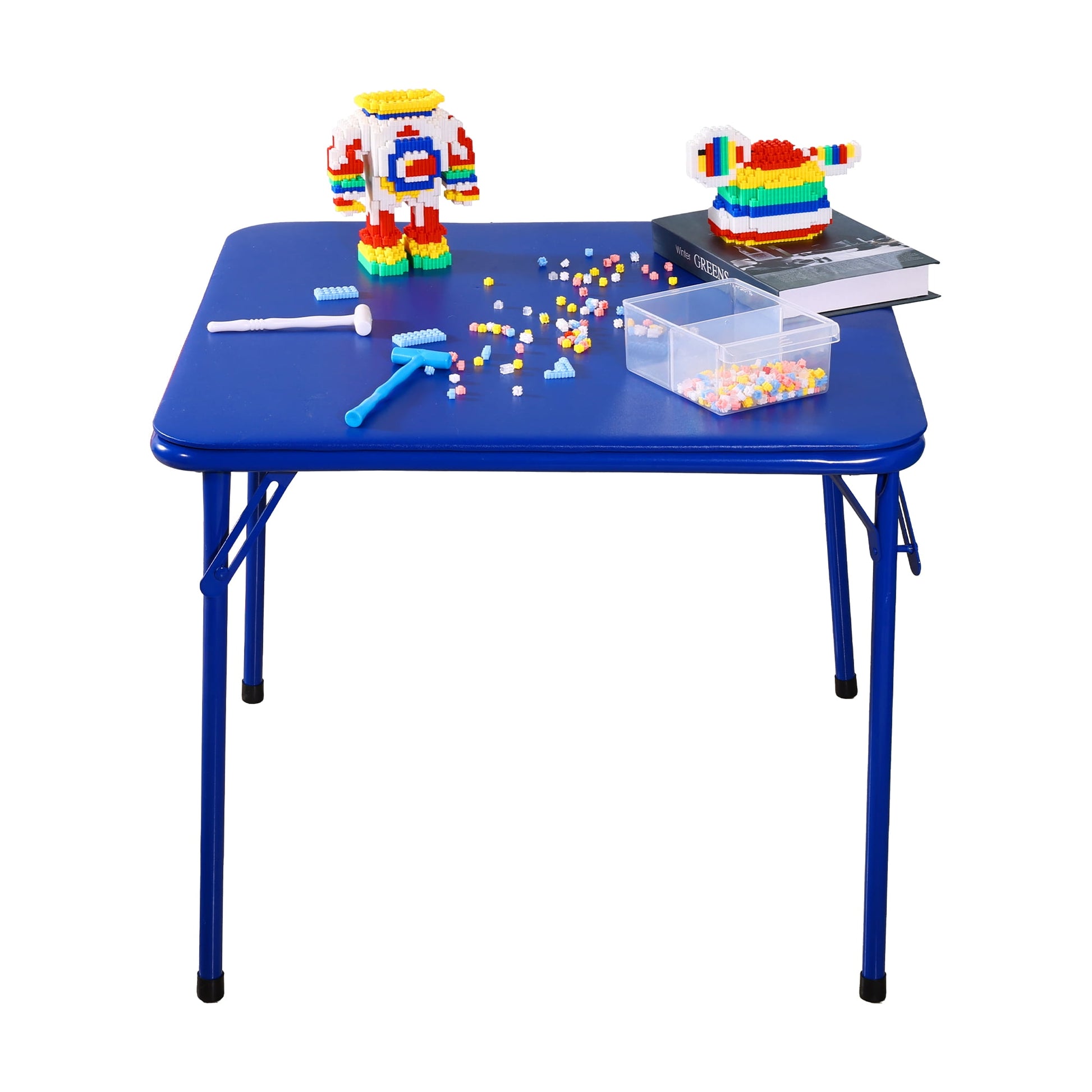 FlexWave Children's Edition Folding Tableï¼ŒIncludes 1 Square Card Tableï¼Œwith Blue Padded Top ï¼Œfor Home, Game Night, Picnic, or Party