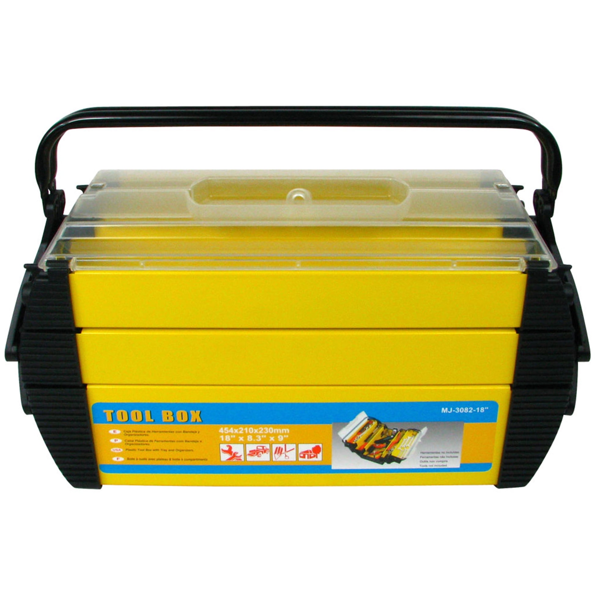 Stalwart Tool Storage Boxes and Organizers, Steel Plastic Yellow, 18 x 8.25 x 8.75 inches, 8.00 lb