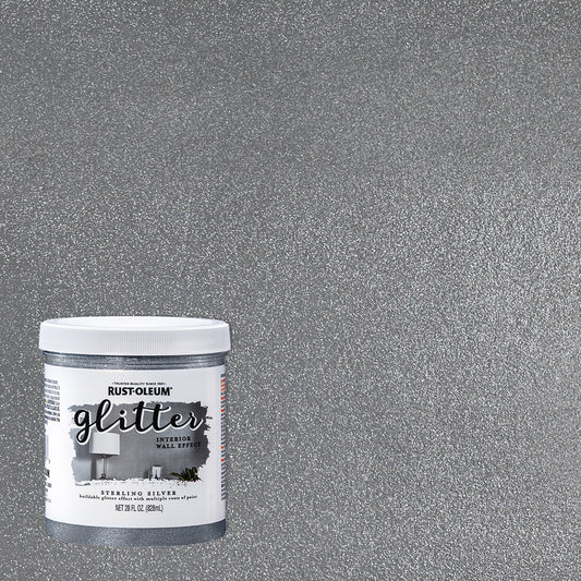 2 Pack, Sterling Silver, Rust-Oleum Specialty Glitter Interior Wall Paint, Quart