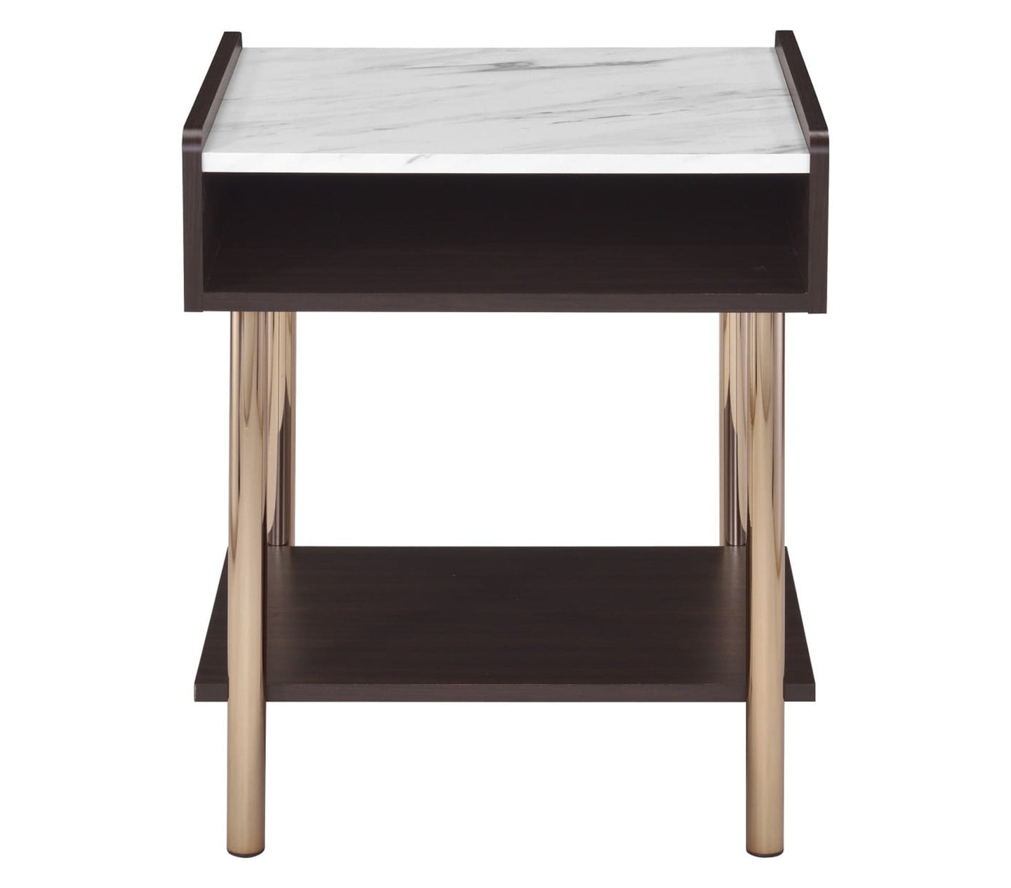 Steve Silver Carrie Indoor 25.25" H Mid-Century Genuine Marble Top End Table, Walnut