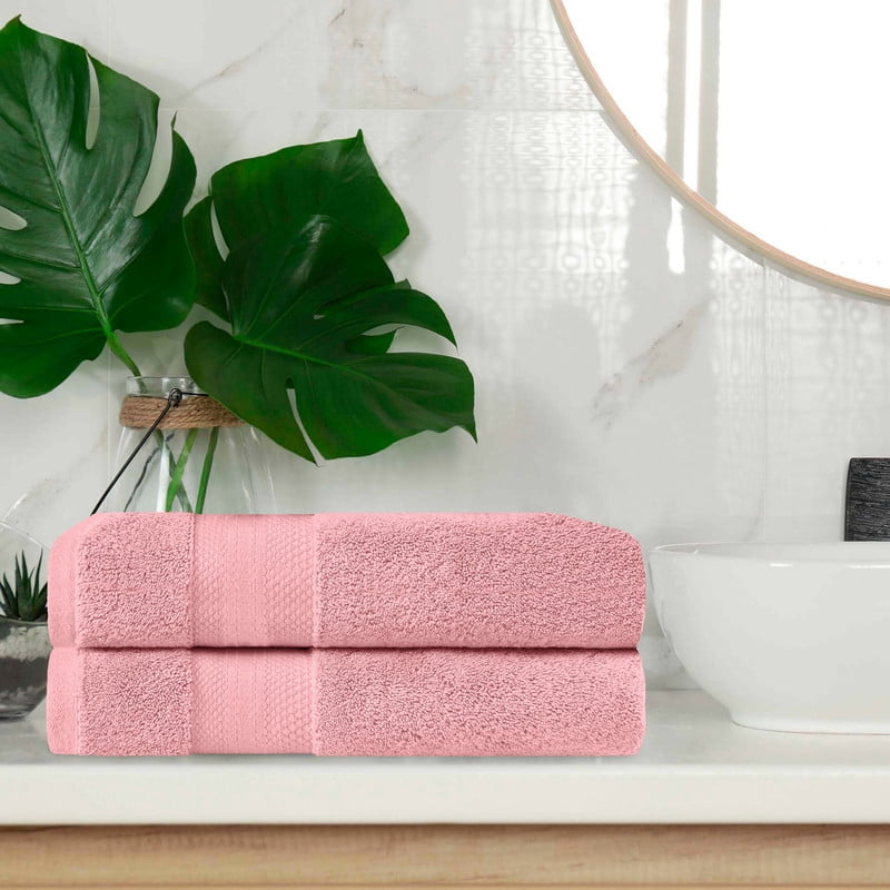 Superior Aria Turkish Cotton 2-Piece Bath Towel Set, Ultra Soft Heavyweight Towels, Coral pink