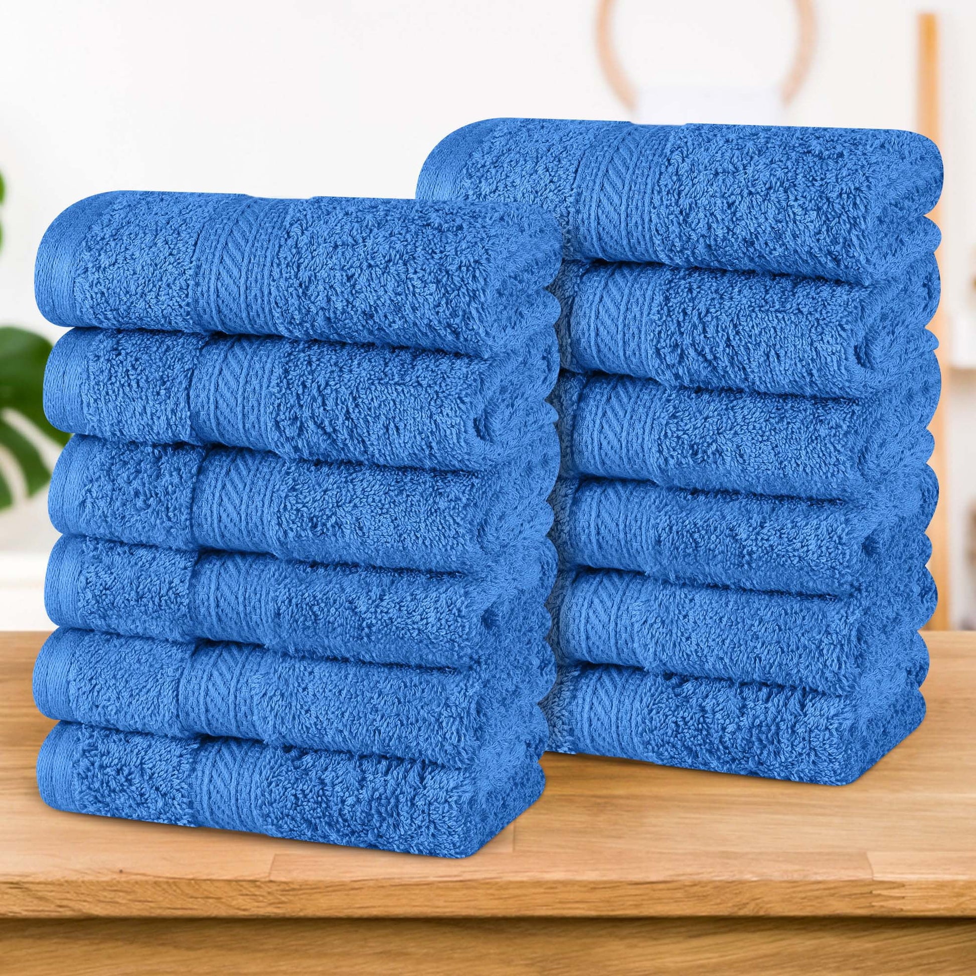 Superior Atlas Cotton Luxury Face Towel Washcloth, Set of 12, Allure