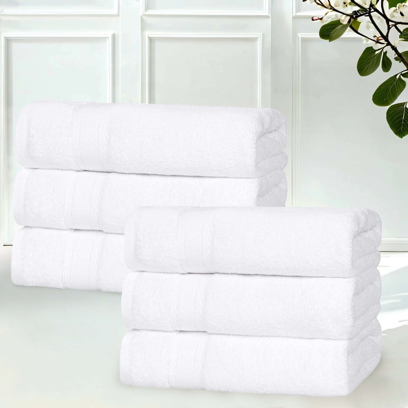 Superior Belmont 6 Piece Zero Twist Hand Towels, Ultra Soft Cotton Towels, White