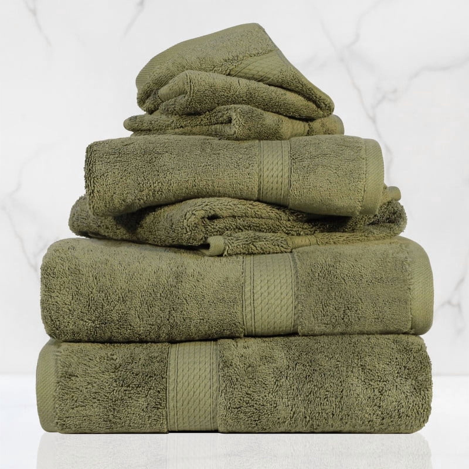 Superior 800 GSM Egyptian Cotton 6-Piece Face Towel Set, Soft Ultra Absorbent Towels, Red