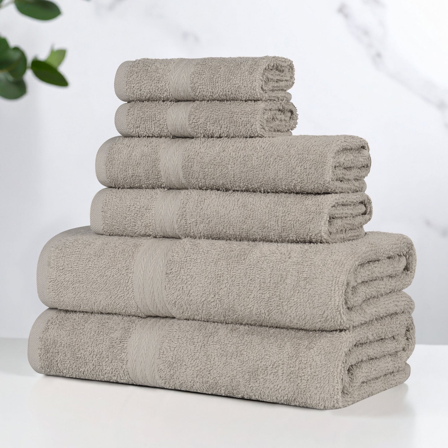 Superior Miami 100% Cotton Lightweight 6-Piece Towel Set, Grey