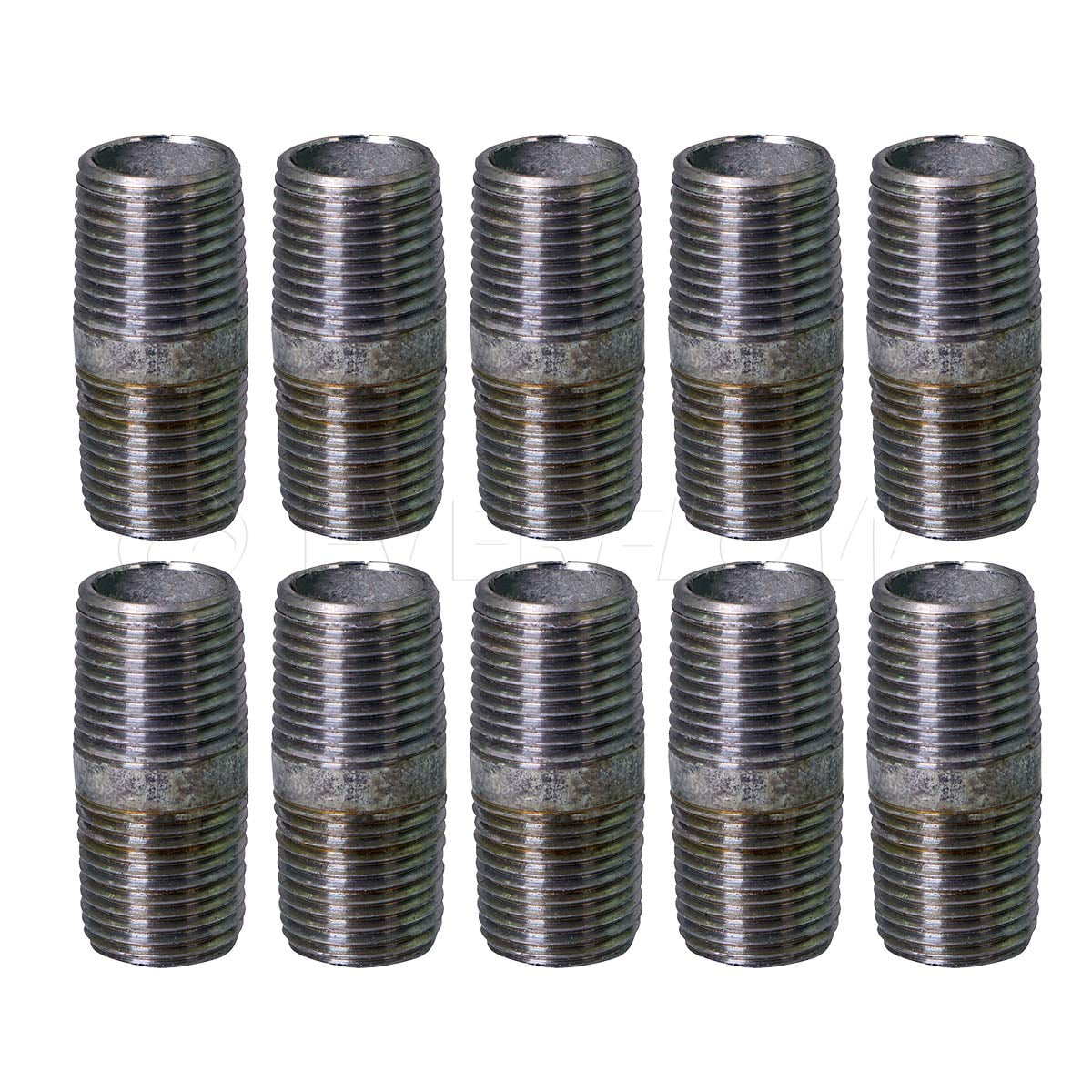 Supply Giant 1-1/2" x 3-1/2", Steel Pipe, pre cut Industrial Pipe, Threaded Pipe Nipples and Fittings, Build Vintage DIY Furniture, Galvanized (Pack Of 10)