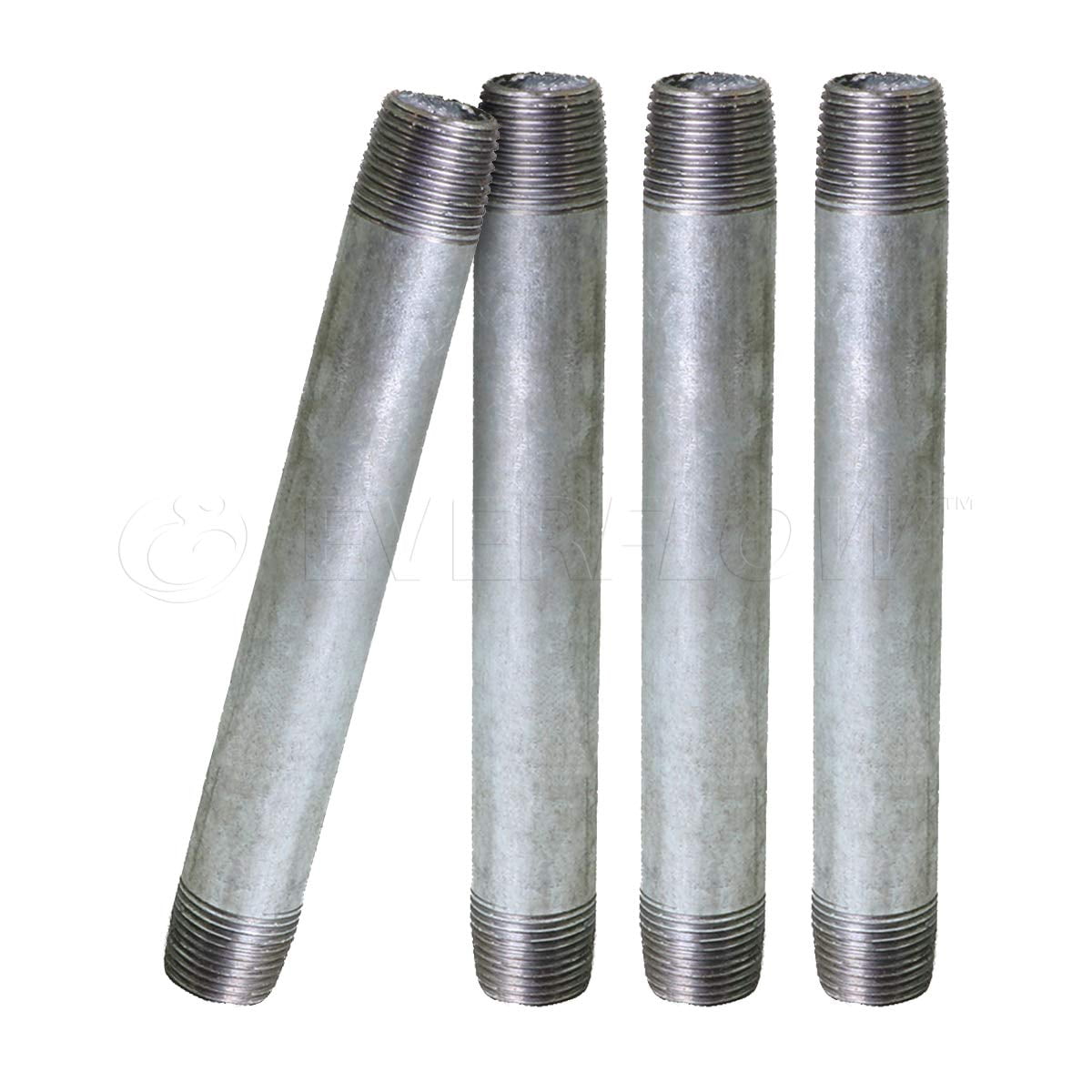 Supply Giant 1-1/2" x 7", Steel Pipe, pre cut Industrial Pipe, Threaded Pipe Nipples and Fittings, Build Vintage DIY Furniture, Galvanized (Pack Of 4)