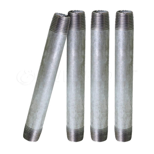 Supply Giant 2-1/2" x 11", Steel Pipe, pre cut Industrial Pipe, Threaded Pipe Nipples and Fittings, Build Vintage DIY Furniture, Galvanized (Pack Of 4)