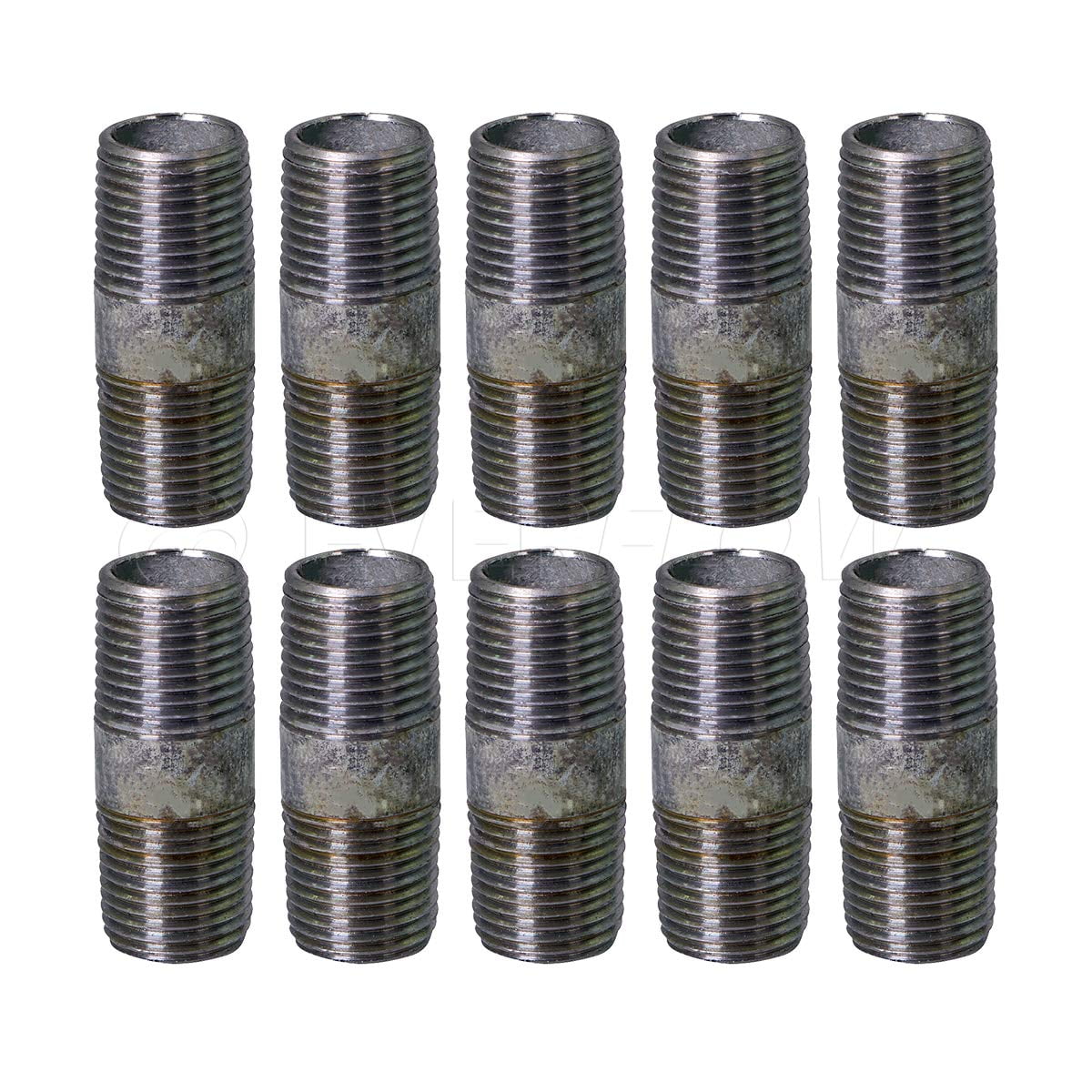 Supply Giant 2-1/2" x 4", Steel Pipe, pre cut Industrial Pipe, Threaded Pipe Nipples and Fittings, Build Vintage DIY Furniture, Galvanized (Pack Of 10)