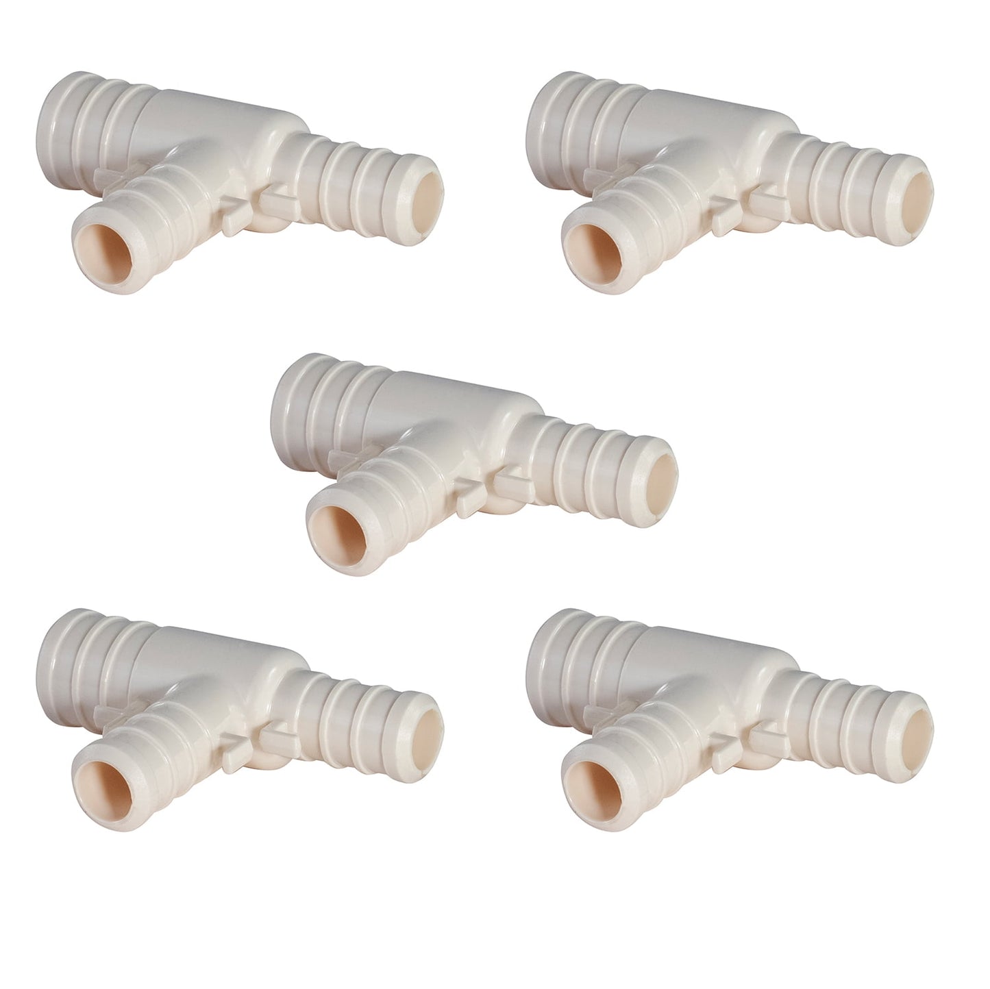 Supply Giant 5-1341PPRT Plastic PEX Poly Alloy Reducing Tee Barb Pipe Fitting 1 x 3/4 x 3/4 Inches Pack of 5