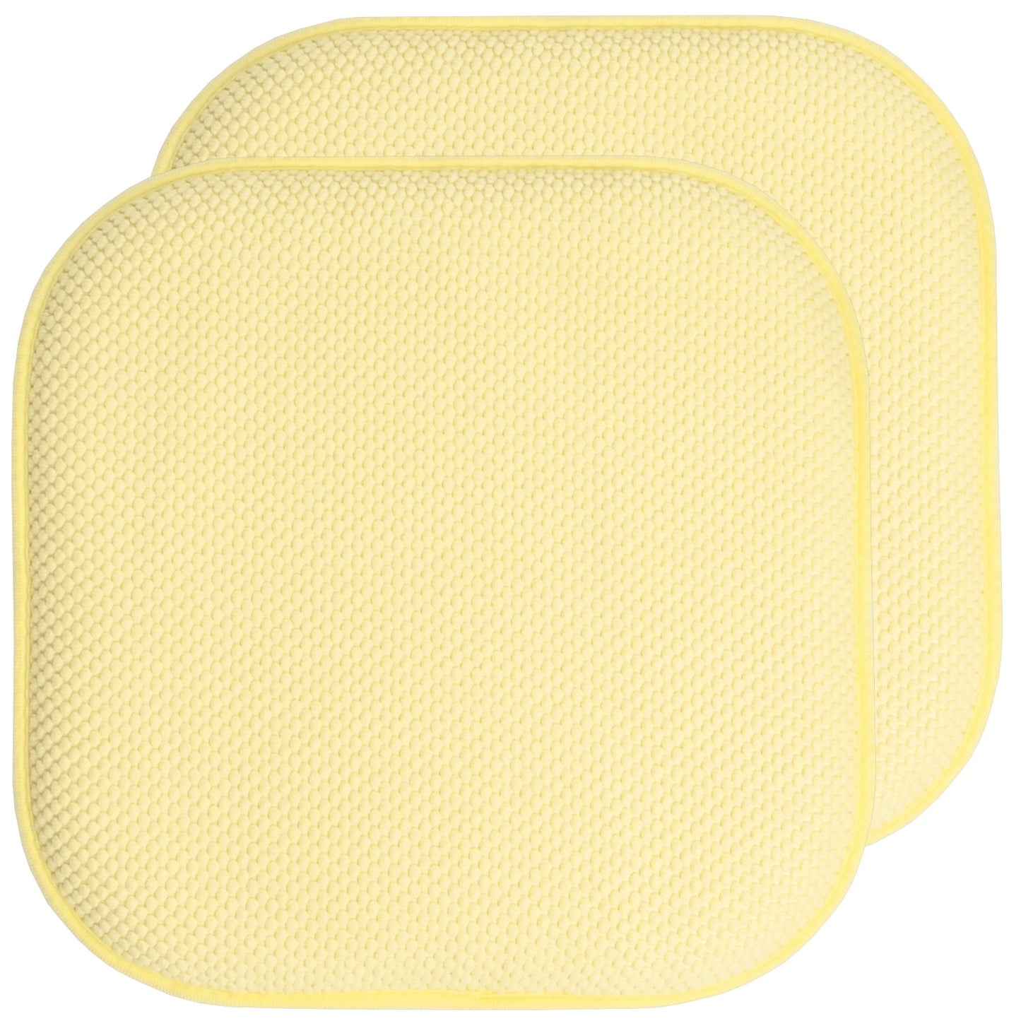 Sweet Home Collection Memory Foam Honeycomb Non-Slip Back 16" x 16" Chair Pad - Yellow, 2 Pack