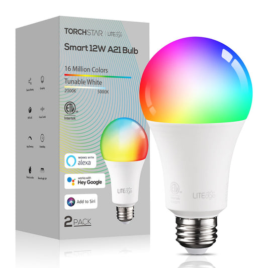 TORCHSTAR 8 Pack A21 Smart LED Light Bulbs Color Changing, 75W Equiv, E26 Base, Works with Alexa Echo Google Home Assistant Siri