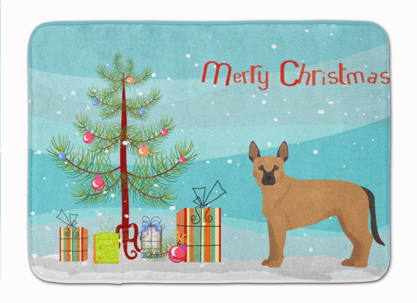 Tan German Shepherd Mastiff Mix Christmas Tree Machine Washable Memory Foam Mat