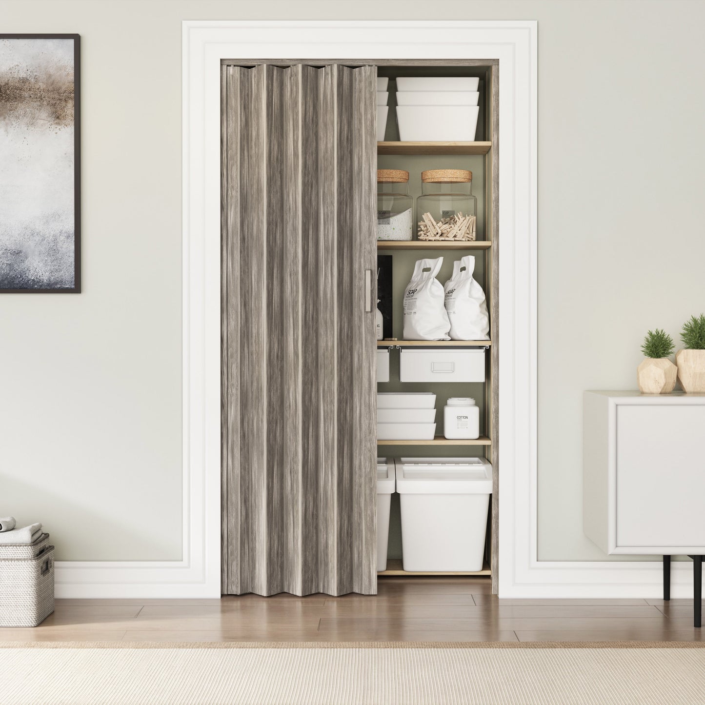 Techni Home Loft Series 48" W Premium Double Walled Foldable Accordion Doors, White
